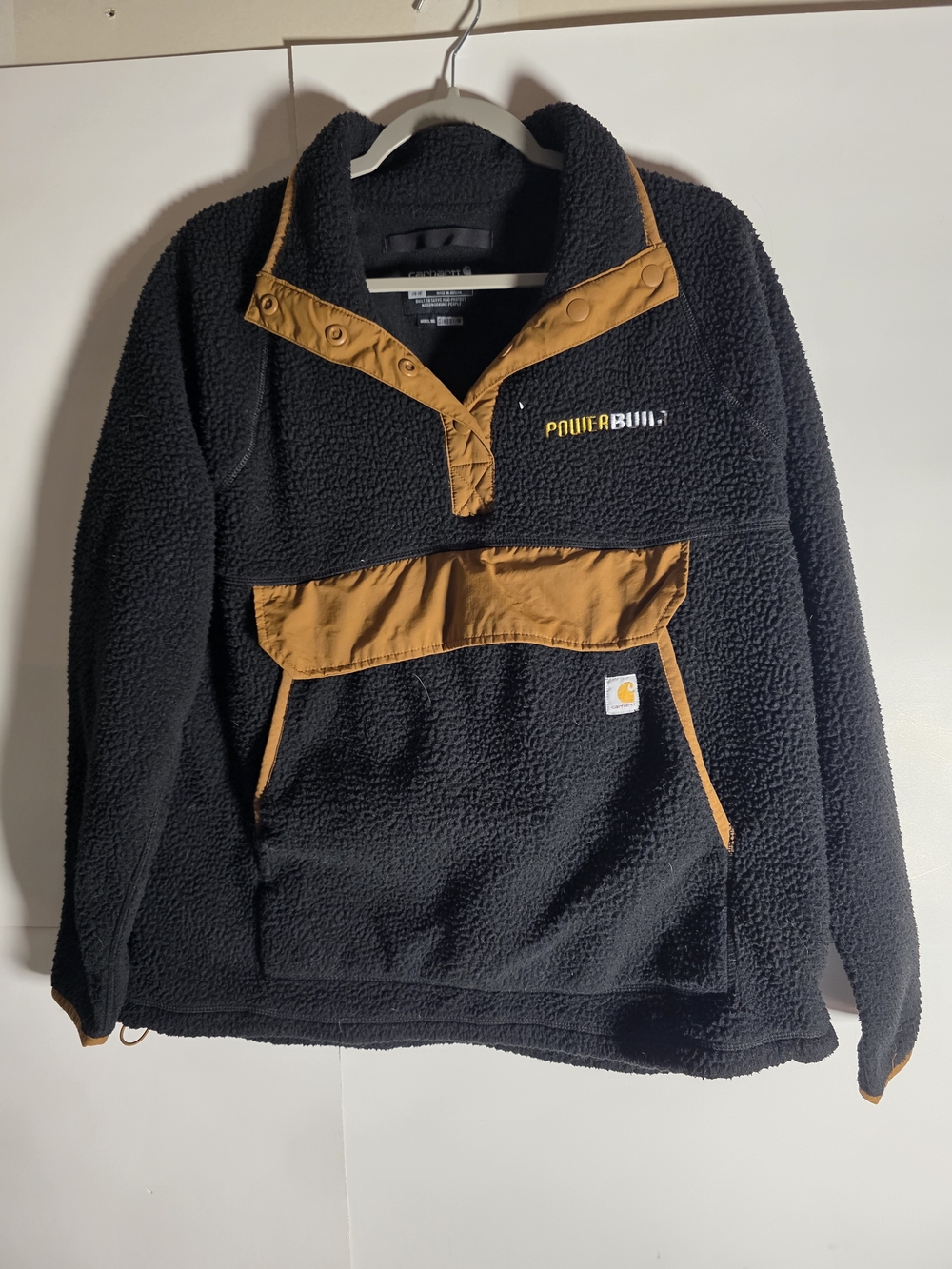 Carhartt Fleece Jacket M XL Deep Sherpa Snap Mock Neck Relaxed W/ "PowerBuilt"